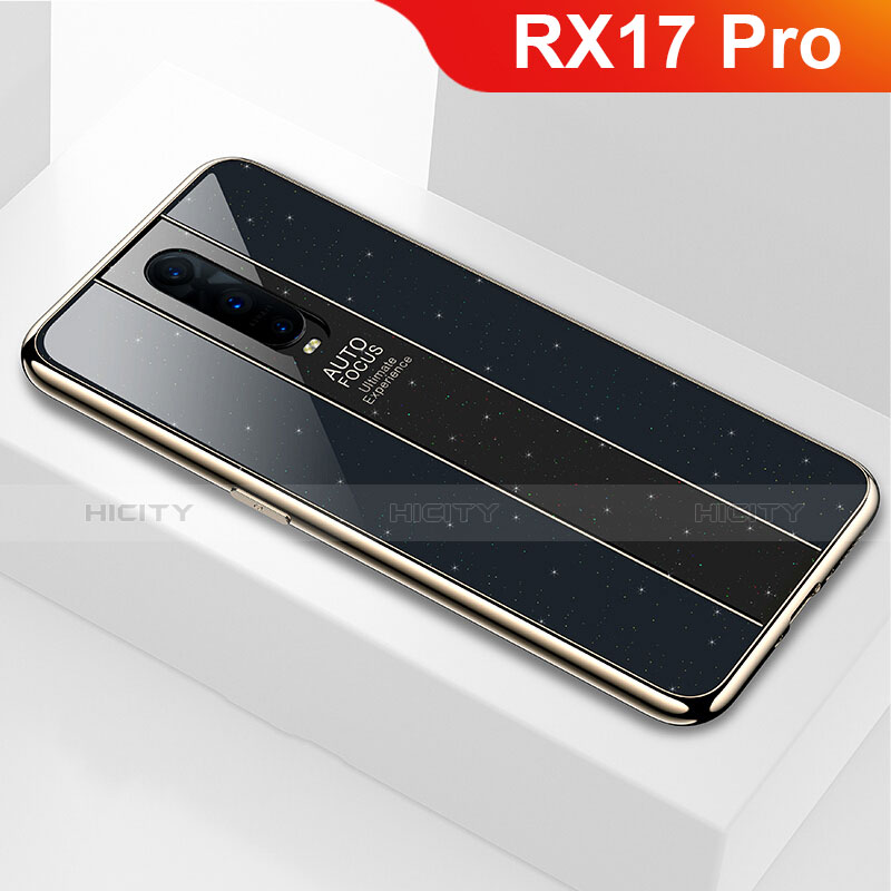 Coque Rebord Contour Silicone et Vitre Miroir Housse Etui pour Oppo RX17 Pro Noir Plus