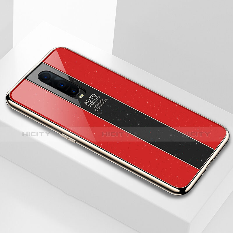 Coque Rebord Contour Silicone et Vitre Miroir Housse Etui pour Oppo RX17 Pro Rouge Plus
