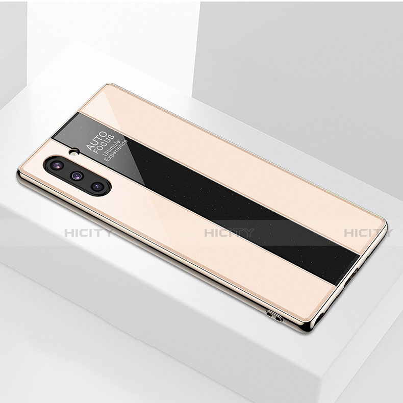 Coque Rebord Contour Silicone et Vitre Miroir Housse Etui pour Samsung Galaxy Note 10 Or Plus