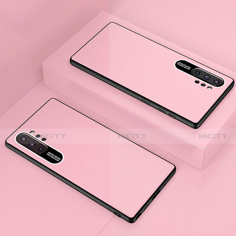 Coque Rebord Contour Silicone et Vitre Miroir Housse Etui pour Samsung Galaxy Note 10 Plus 5G Or Rose Plus