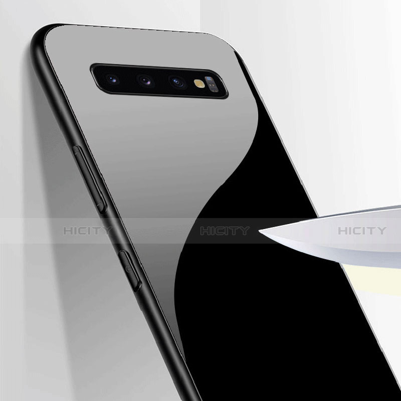 Coque Rebord Contour Silicone et Vitre Miroir Housse Etui pour Samsung Galaxy S10 5G Plus