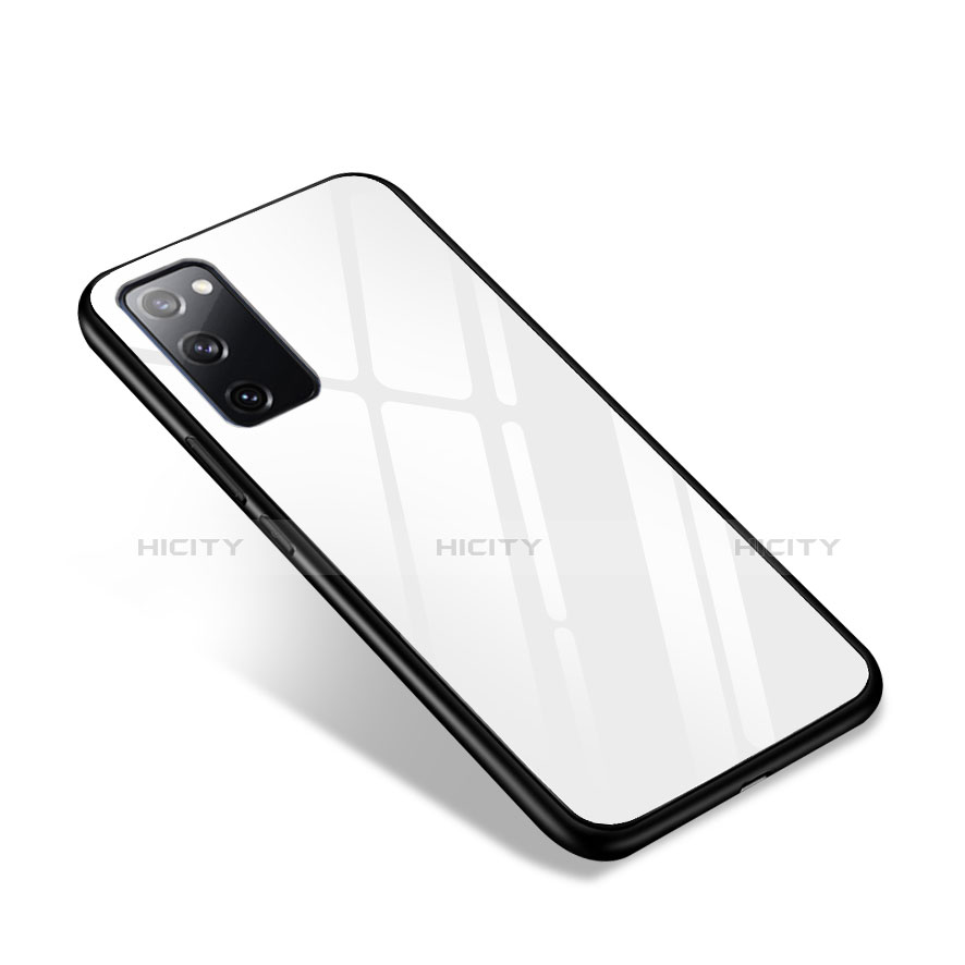 Coque Rebord Contour Silicone et Vitre Miroir Housse Etui pour Samsung Galaxy S20 FE (2022) 5G Blanc Plus
