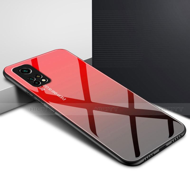 Coque Rebord Contour Silicone et Vitre Miroir Housse Etui pour Xiaomi Mi 10T 5G Rouge Plus