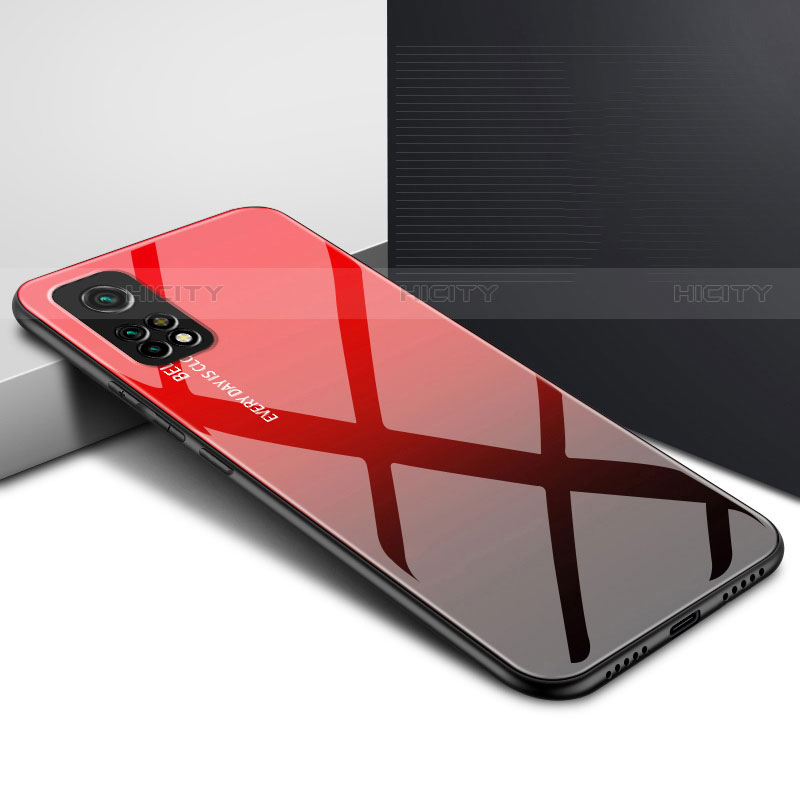 Coque Rebord Contour Silicone et Vitre Miroir Housse Etui pour Xiaomi Mi 10T Pro 5G Rouge Plus