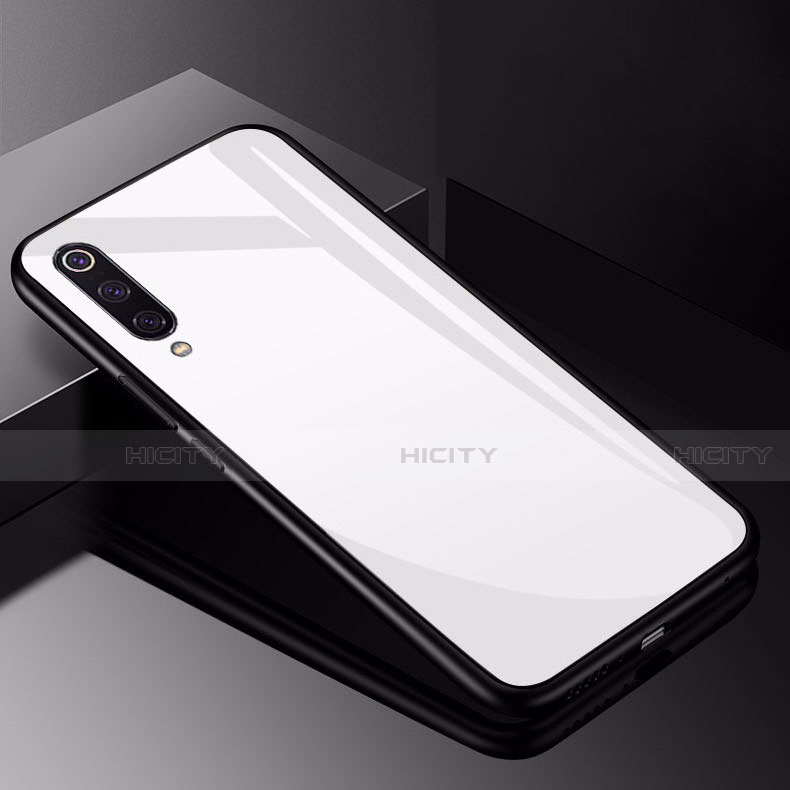 Coque Rebord Contour Silicone et Vitre Miroir Housse Etui pour Xiaomi Mi 9 Lite Blanc Plus