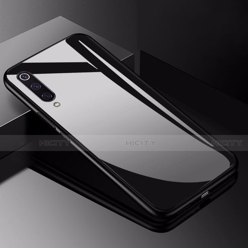 Coque Rebord Contour Silicone et Vitre Miroir Housse Etui pour Xiaomi Mi 9 Lite Noir Plus