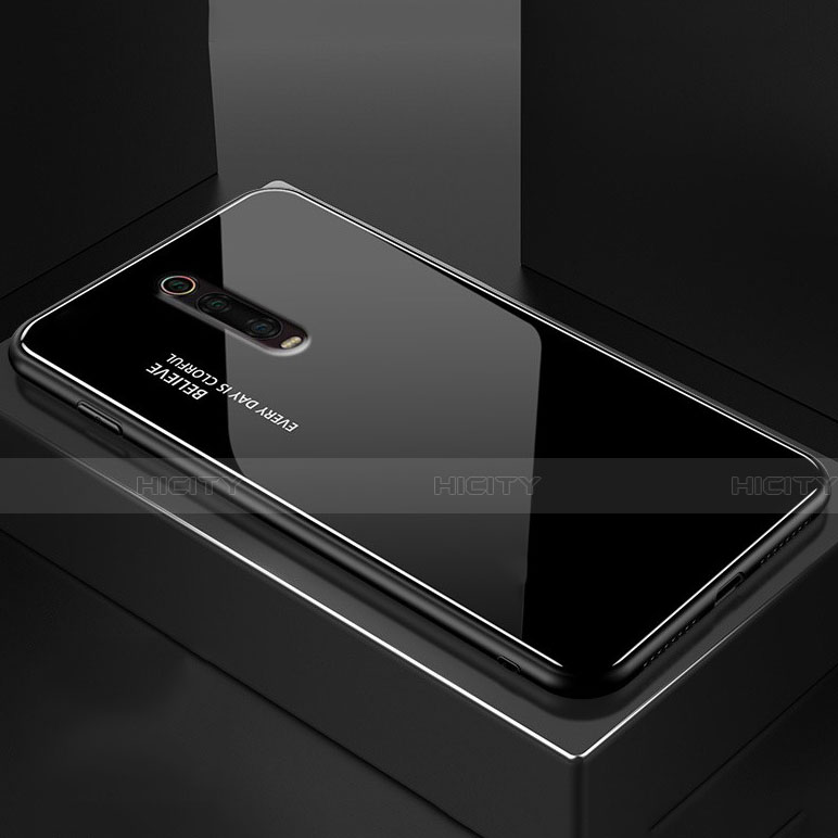 Coque Rebord Contour Silicone et Vitre Miroir Housse Etui pour Xiaomi Mi 9T Noir Plus