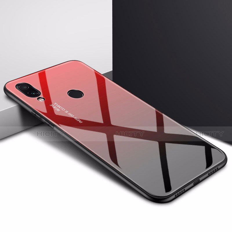 Coque Rebord Contour Silicone et Vitre Miroir Housse Etui pour Xiaomi Redmi 7 Rouge Plus