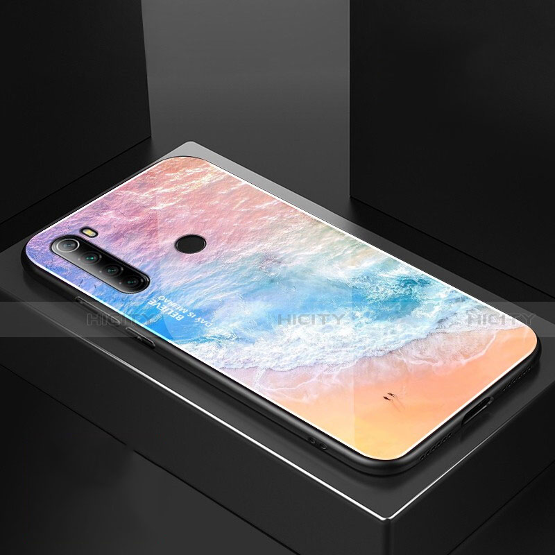 Coque Rebord Contour Silicone et Vitre Miroir Housse Etui pour Xiaomi Redmi Note 8 (2021) Orange Plus