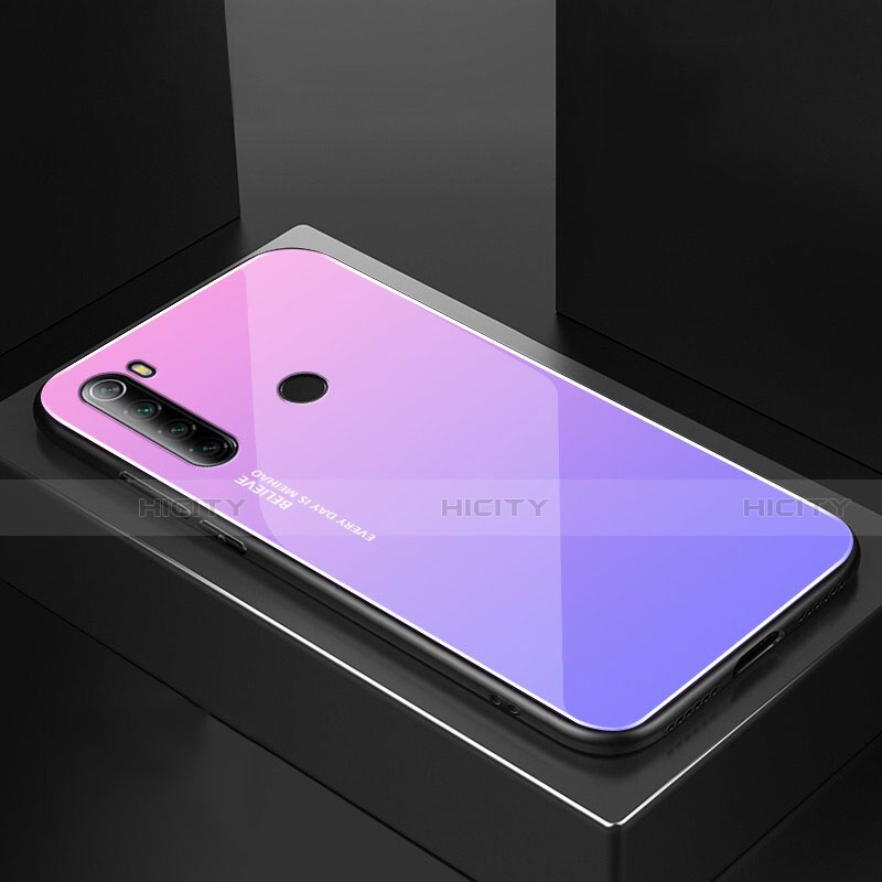 Coque Rebord Contour Silicone et Vitre Miroir Housse Etui pour Xiaomi Redmi Note 8T Violet Plus