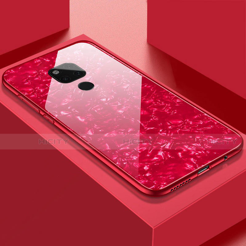 Coque Rebord Contour Silicone et Vitre Miroir Housse Etui T01 pour Huawei Mate 20 Rouge Plus