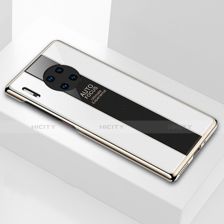 Coque Rebord Contour Silicone et Vitre Miroir Housse Etui T01 pour Huawei Mate 30E Pro 5G Blanc Plus