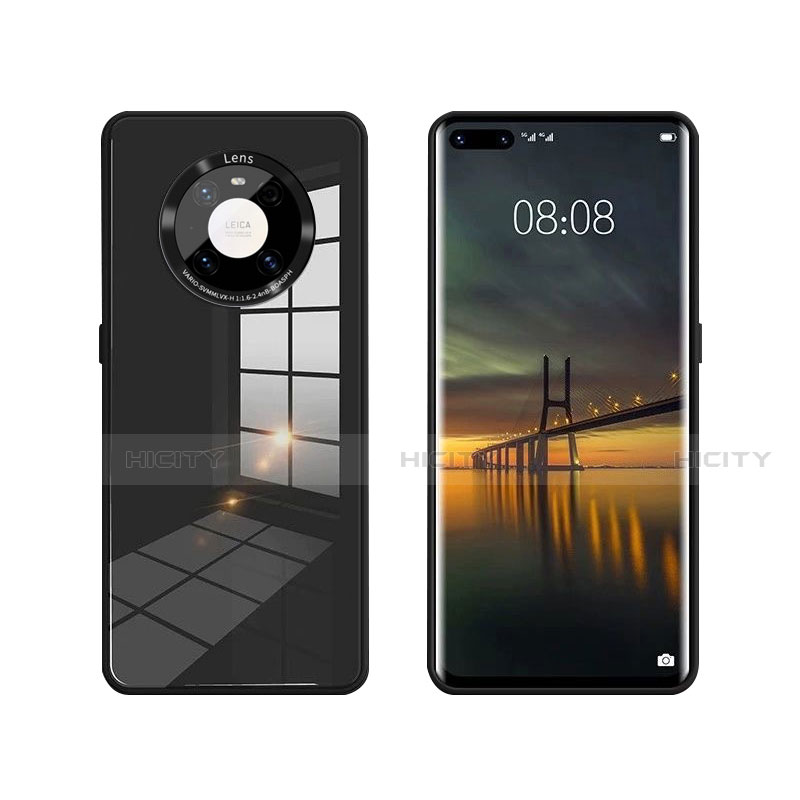 Coque Rebord Contour Silicone et Vitre Miroir Housse Etui T01 pour Huawei Mate 40 Pro Noir Plus