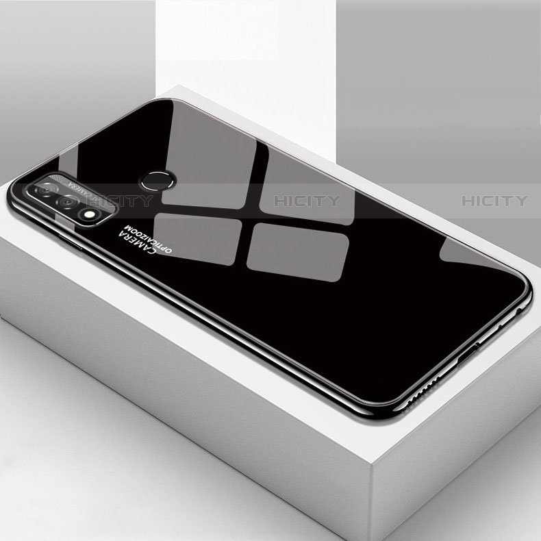 Coque Rebord Contour Silicone et Vitre Miroir Housse Etui T01 pour Huawei P Smart (2020) Noir Plus