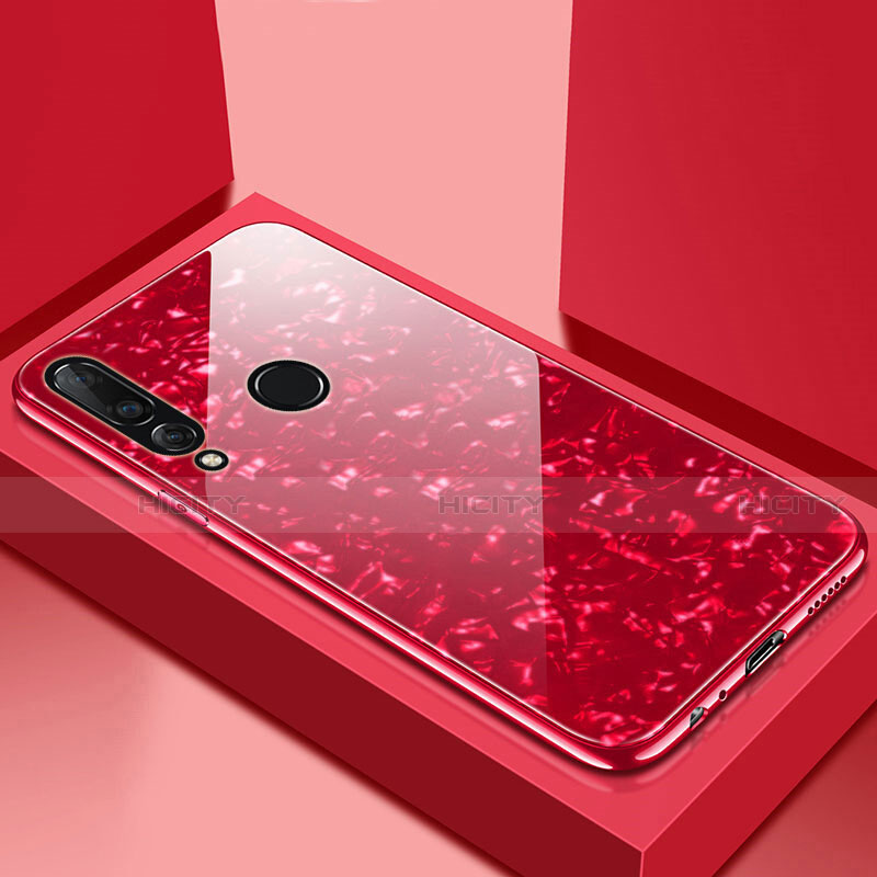 Coque Rebord Contour Silicone et Vitre Miroir Housse Etui T01 pour Huawei P30 Lite XL Rouge Plus