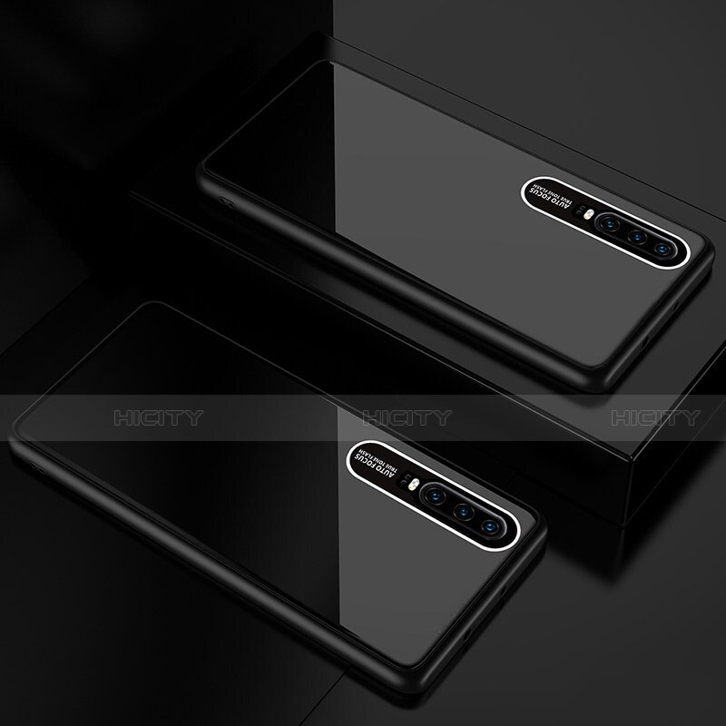 Coque Rebord Contour Silicone et Vitre Miroir Housse Etui T01 pour Huawei P30 Noir Plus