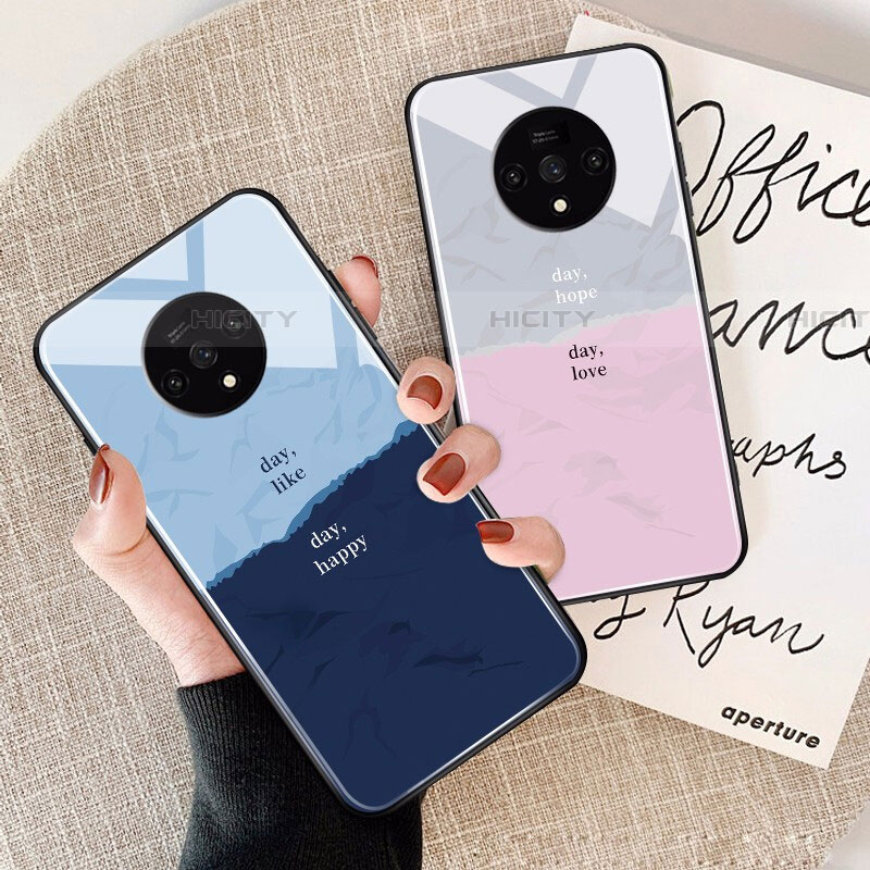Coque Rebord Contour Silicone et Vitre Miroir Housse Etui T01 pour OnePlus 7T Plus