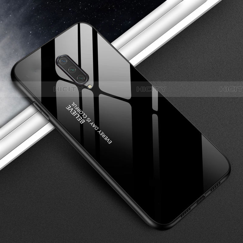 Coque Rebord Contour Silicone et Vitre Miroir Housse Etui T01 pour OnePlus 8 Noir Plus
