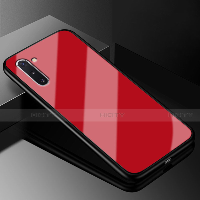 Coque Rebord Contour Silicone et Vitre Miroir Housse Etui T01 pour Samsung Galaxy Note 10 5G Rouge Plus