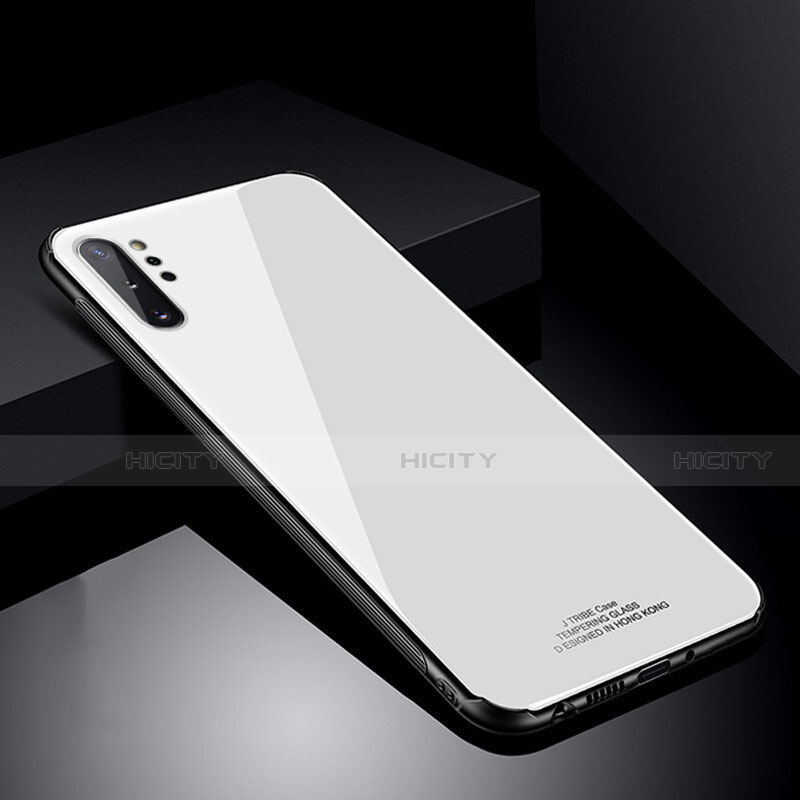 Coque Rebord Contour Silicone et Vitre Miroir Housse Etui T01 pour Samsung Galaxy Note 10 Plus Blanc Plus