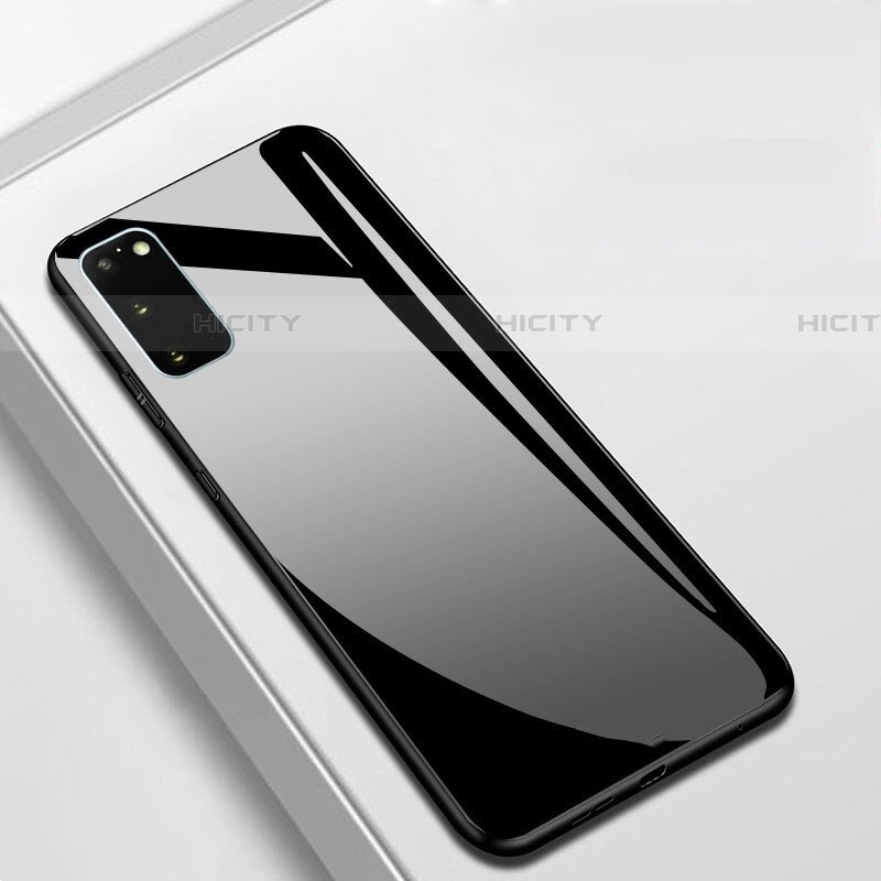 Coque Rebord Contour Silicone et Vitre Miroir Housse Etui T01 pour Samsung Galaxy S20 5G Noir Plus