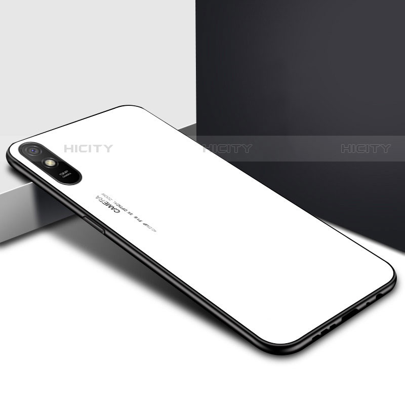 Coque Rebord Contour Silicone et Vitre Miroir Housse Etui T01 pour Xiaomi Redmi 9A Blanc Plus