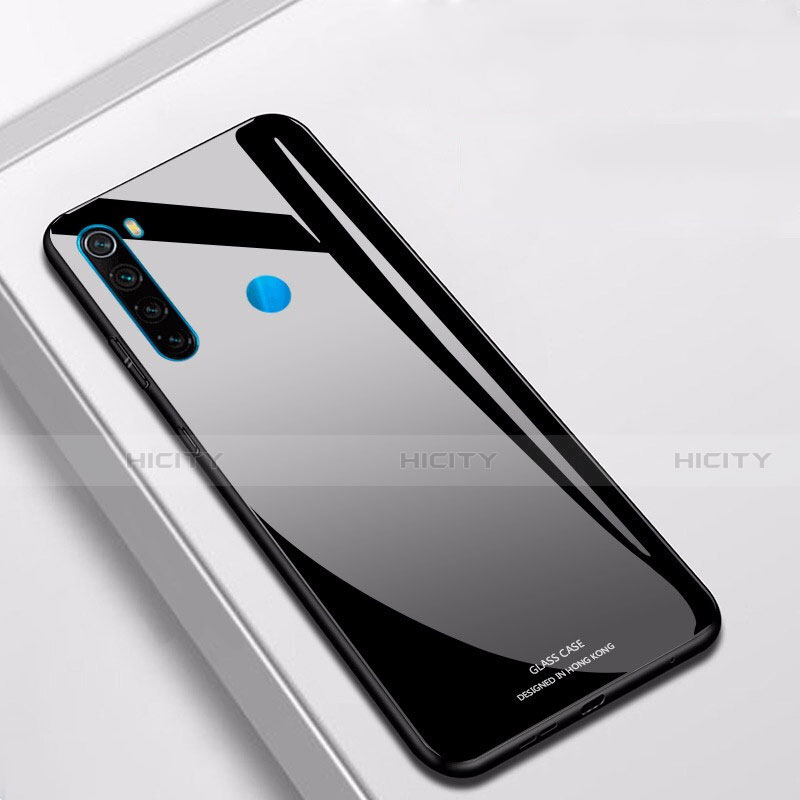 Coque Rebord Contour Silicone et Vitre Miroir Housse Etui T01 pour Xiaomi Redmi Note 8 Noir Plus