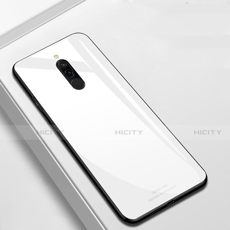Coque Rebord Contour Silicone et Vitre Miroir Housse Etui T01 pour Xiaomi Redmi Note 8T Blanc Plus