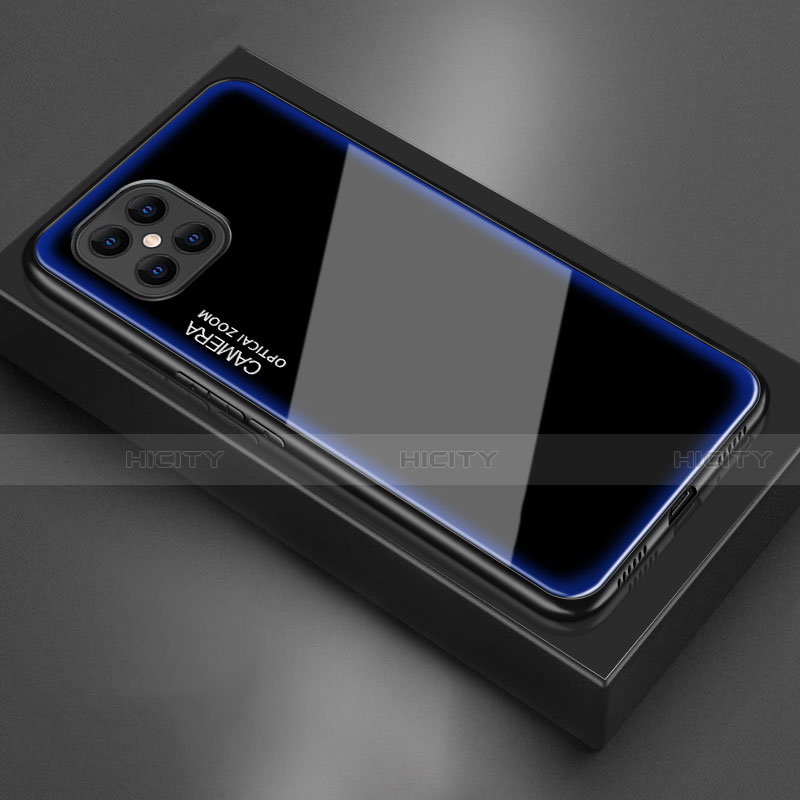 Coque Rebord Contour Silicone et Vitre Miroir Housse Etui T02 pour Huawei Nova 8 SE 5G Bleu Plus