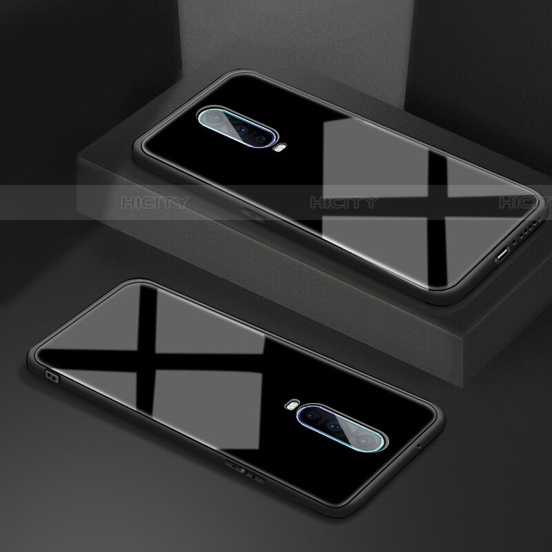 Coque Rebord Contour Silicone et Vitre Miroir Housse Etui T02 pour Oppo RX17 Pro Noir Plus