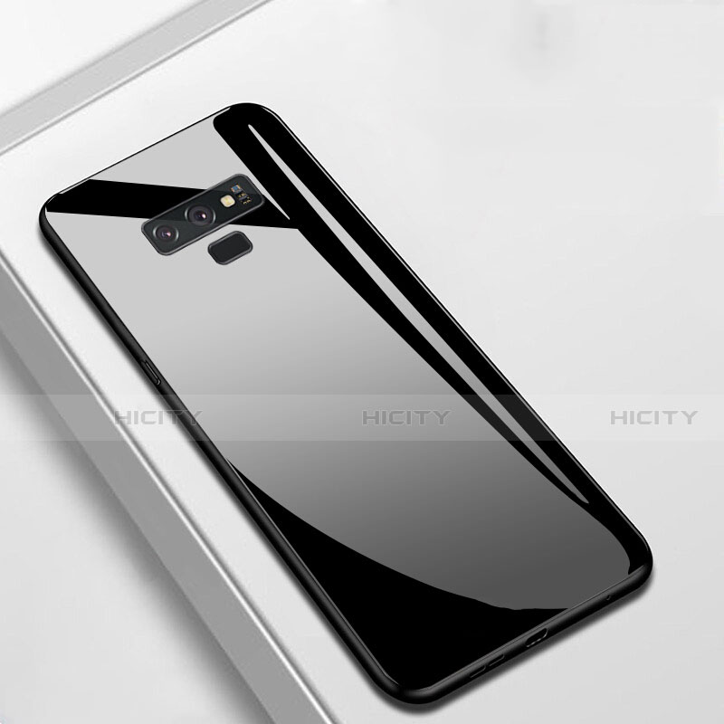 Coque Rebord Contour Silicone et Vitre Miroir Housse Etui T02 pour Samsung Galaxy Note 9 Noir Plus