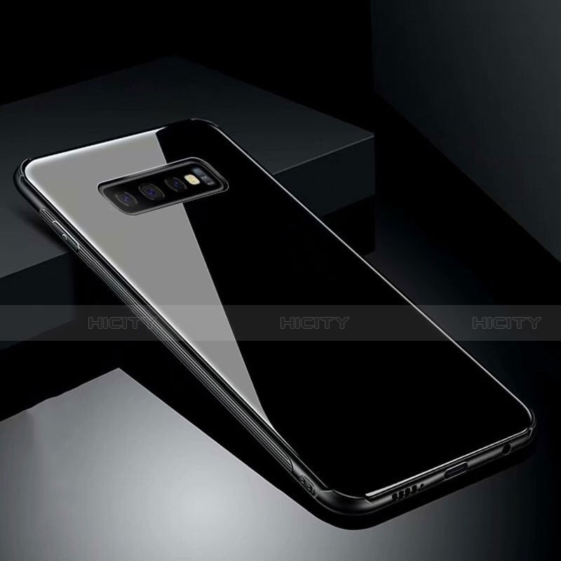 Coque Rebord Contour Silicone et Vitre Miroir Housse Etui T02 pour Samsung Galaxy S10 Plus Noir Plus