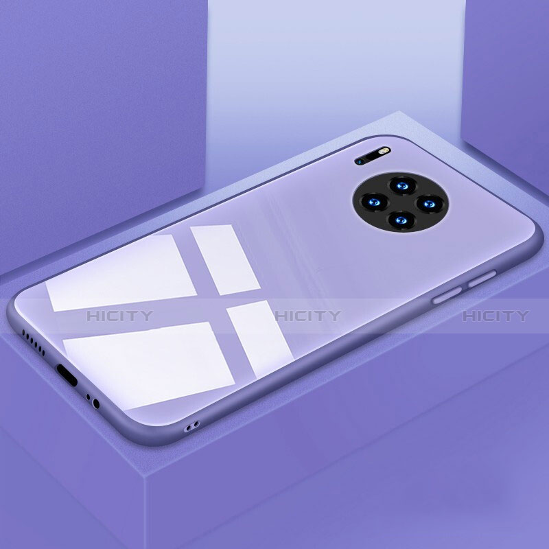 Coque Rebord Contour Silicone et Vitre Miroir Housse Etui T03 pour Huawei Mate 30 Pro 5G Violet Plus