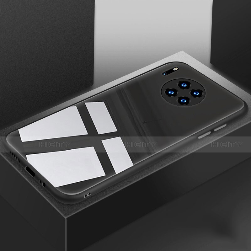 Coque Rebord Contour Silicone et Vitre Miroir Housse Etui T03 pour Huawei Mate 30E Pro 5G Noir Plus