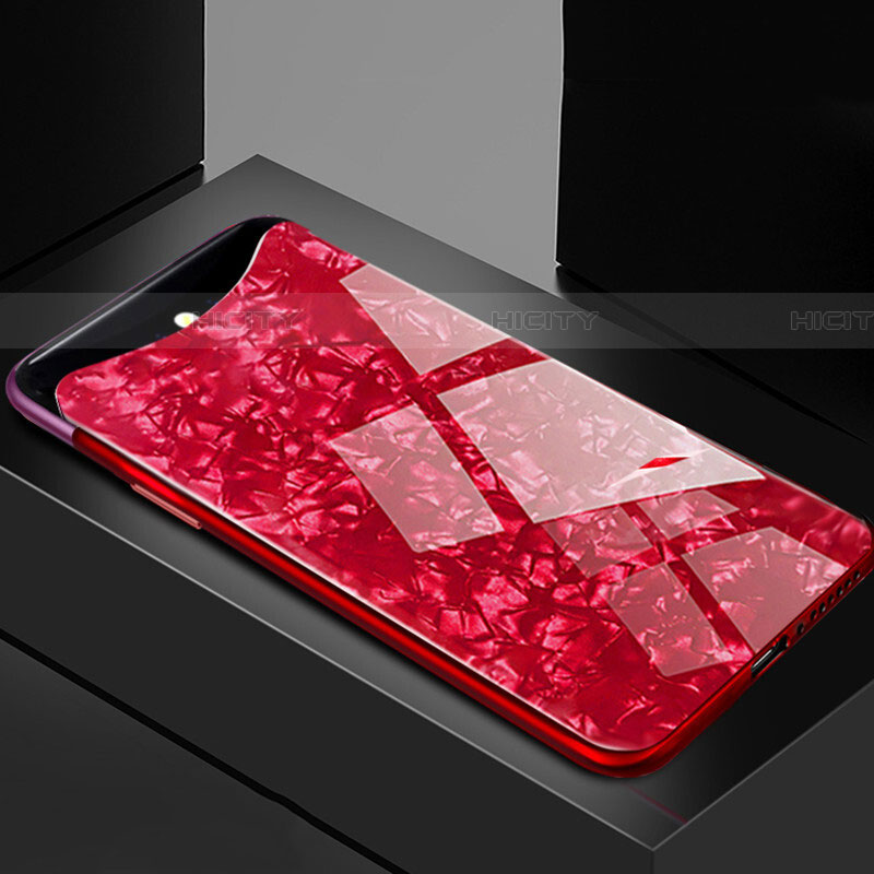 Coque Rebord Contour Silicone et Vitre Miroir Housse Etui T03 pour Oppo Find X Super Flash Edition Rouge Plus