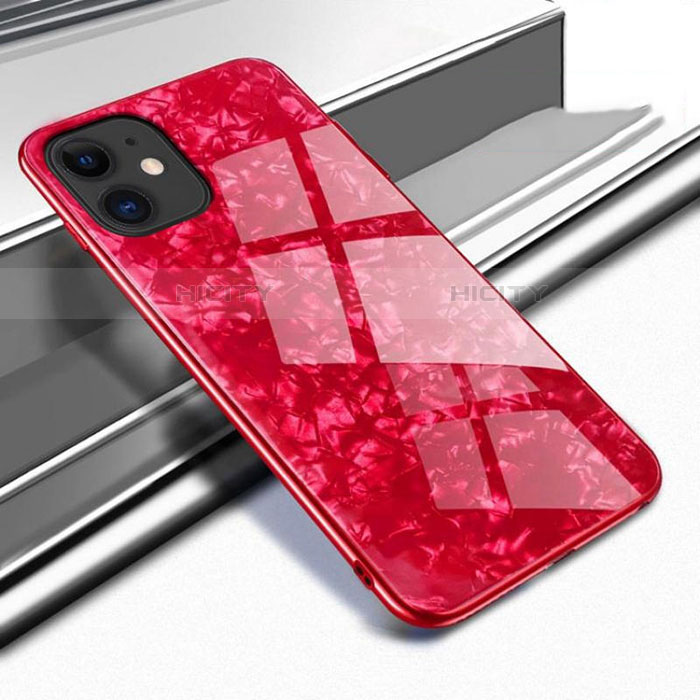 Coque Rebord Contour Silicone et Vitre Miroir Housse Etui T04 pour Apple iPhone 11 Rouge Plus