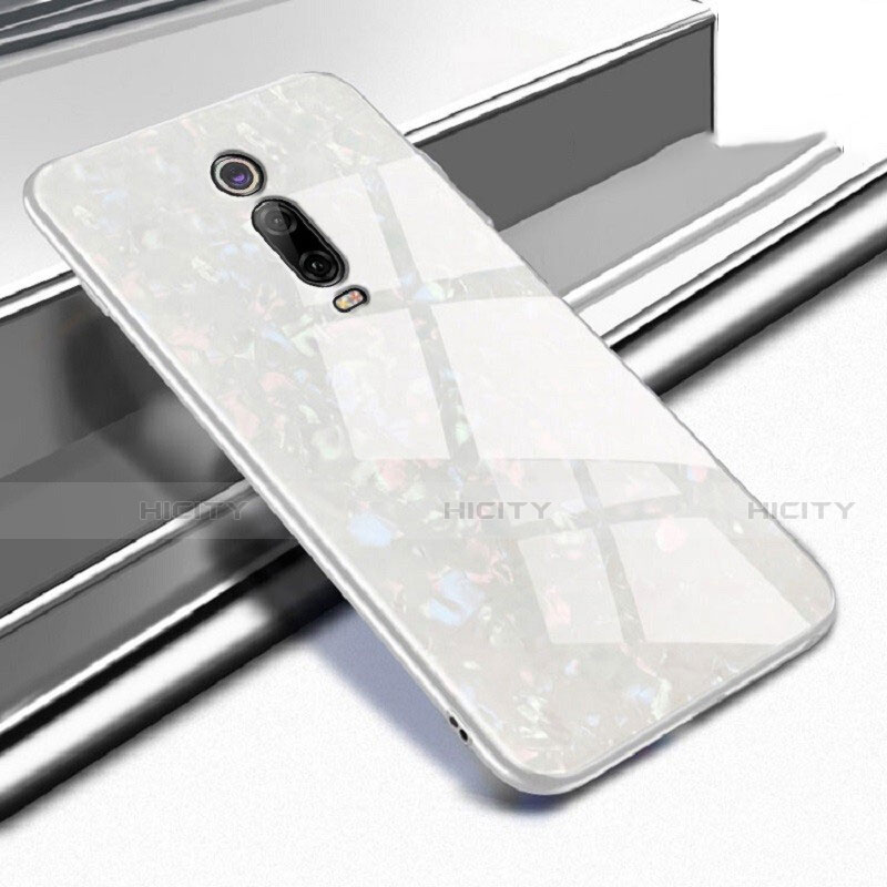 Coque Rebord Contour Silicone et Vitre Miroir Housse Etui T04 pour Xiaomi Mi 9T Blanc Plus