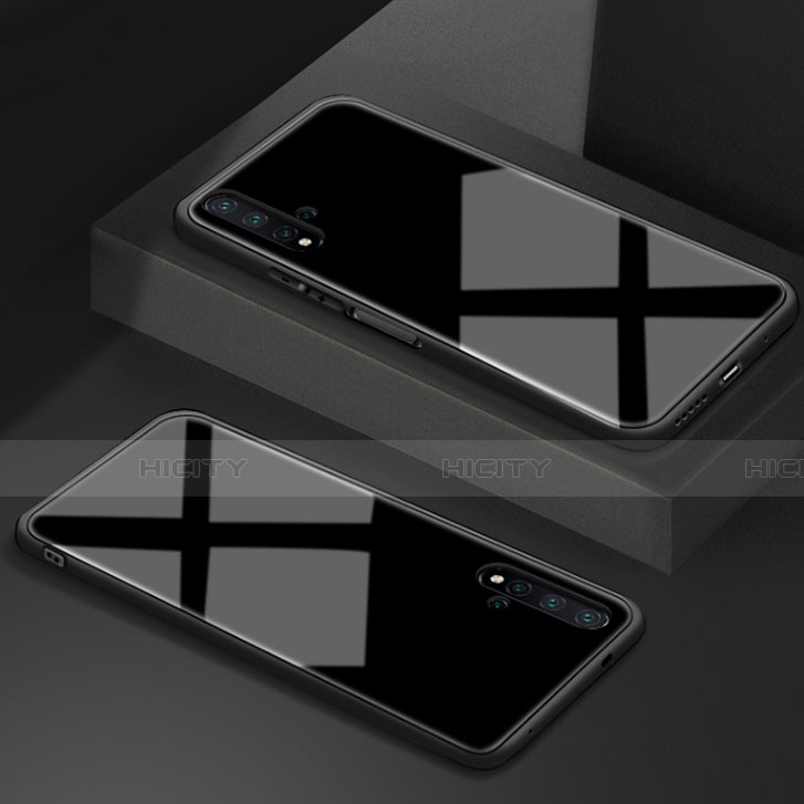 Coque Rebord Contour Silicone et Vitre Miroir Housse Etui T05 pour Huawei Honor 20S Noir Plus