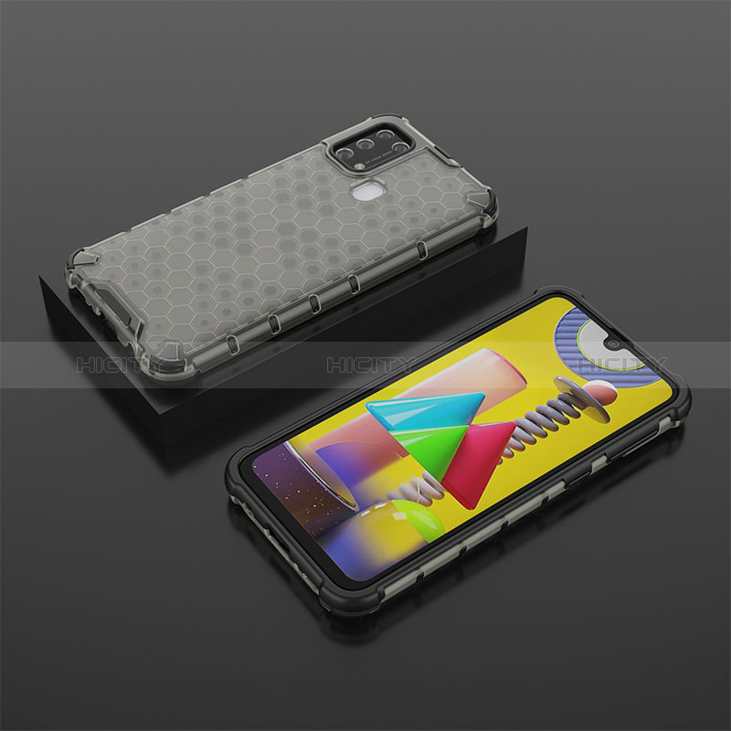 Coque Rebord Contour Silicone et Vitre Transparente Housse Etui 360 Degres AM2 pour Samsung Galaxy M21s Noir Plus