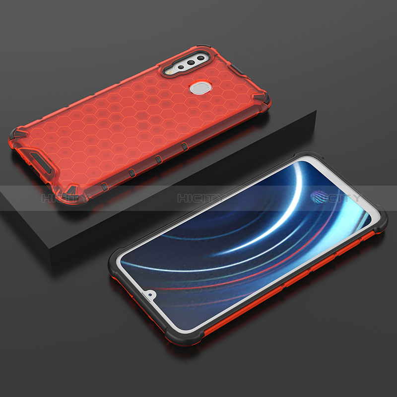 Coque Rebord Contour Silicone et Vitre Transparente Housse Etui 360 Degres AM2 pour Samsung Galaxy M30 Rouge Plus
