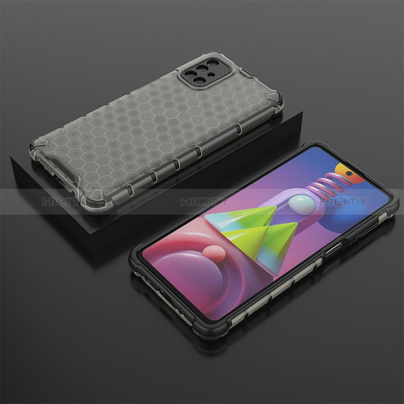 Coque Rebord Contour Silicone et Vitre Transparente Housse Etui 360 Degres AM2 pour Samsung Galaxy M51 Noir Plus