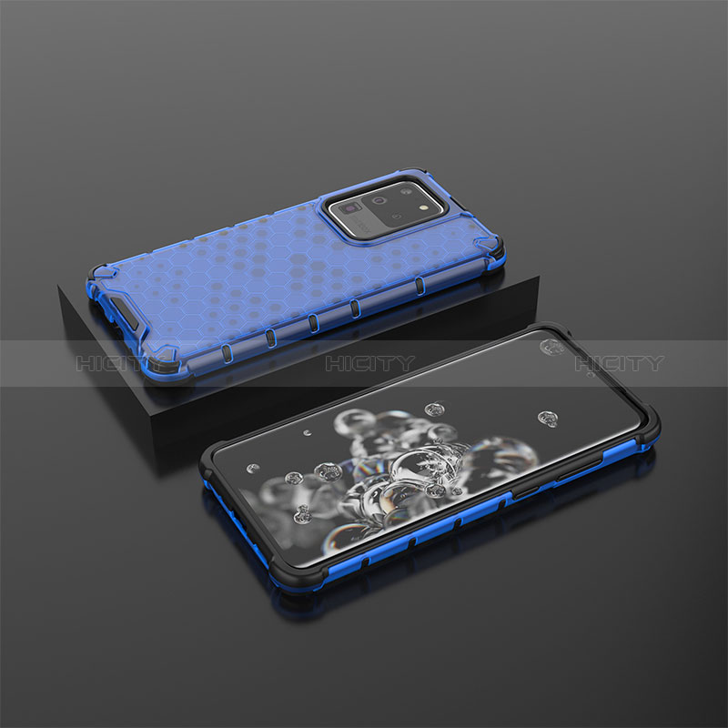 Coque Rebord Contour Silicone et Vitre Transparente Housse Etui 360 Degres AM2 pour Samsung Galaxy S20 Ultra Bleu Plus
