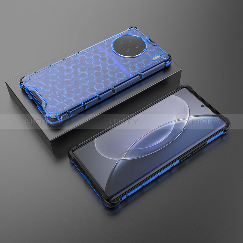 Coque Rebord Contour Silicone et Vitre Transparente Housse Etui 360 Degres AM2 pour Vivo X90 5G Bleu Plus