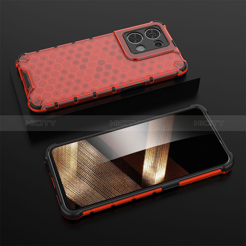 Coque Rebord Contour Silicone et Vitre Transparente Housse Etui 360 Degres AM3 pour Xiaomi Redmi Note 13 5G Rouge Plus