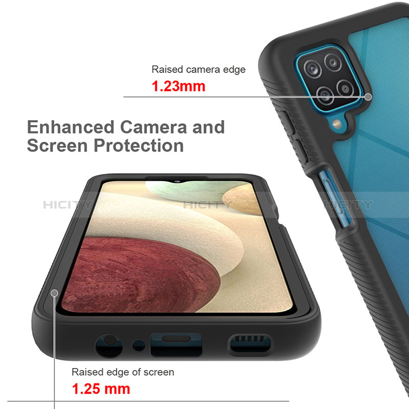 Coque Rebord Contour Silicone et Vitre Transparente Housse Etui 360 Degres JX2 pour Samsung Galaxy A12 Nacho Plus