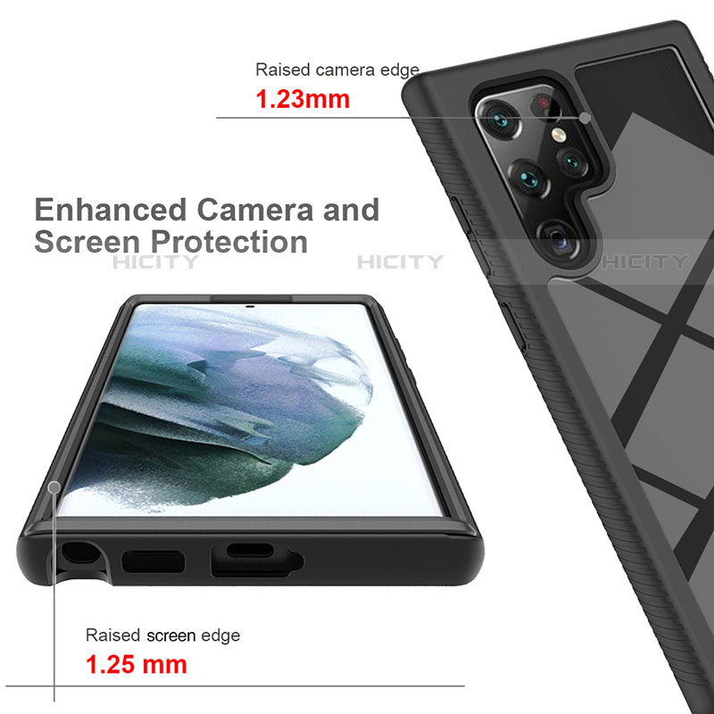 Coque Rebord Contour Silicone et Vitre Transparente Housse Etui 360 Degres M02 pour Samsung Galaxy S22 Ultra 5G Plus