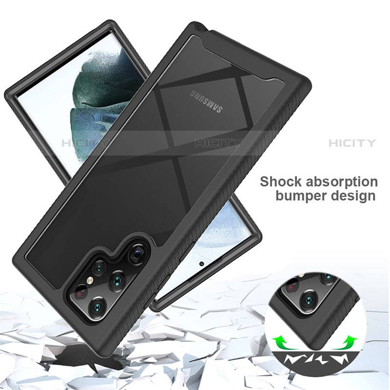 Coque Rebord Contour Silicone et Vitre Transparente Housse Etui 360 Degres M03 pour Samsung Galaxy S21 Ultra 5G Plus