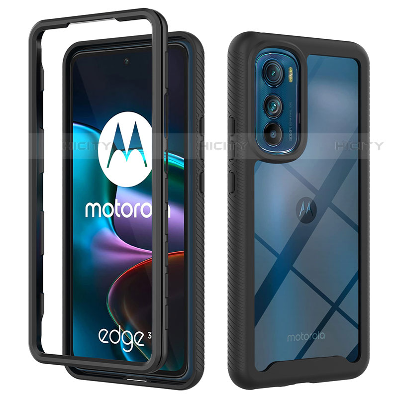 Coque Rebord Contour Silicone et Vitre Transparente Housse Etui 360 Degres pour Motorola Moto Edge 30 5G Plus