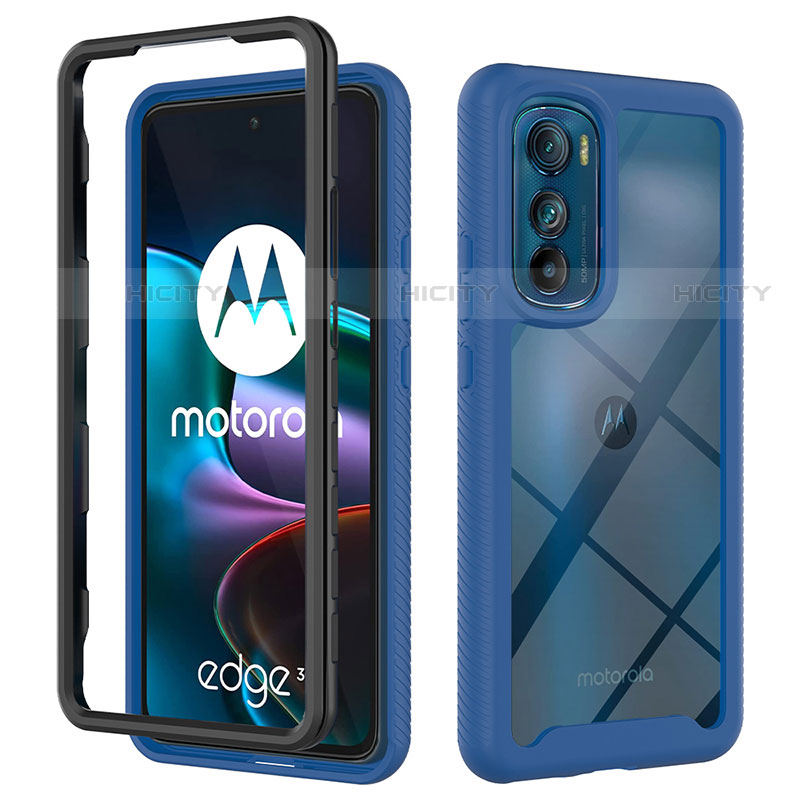 Coque Rebord Contour Silicone et Vitre Transparente Housse Etui 360 Degres pour Motorola Moto Edge 30 5G Plus