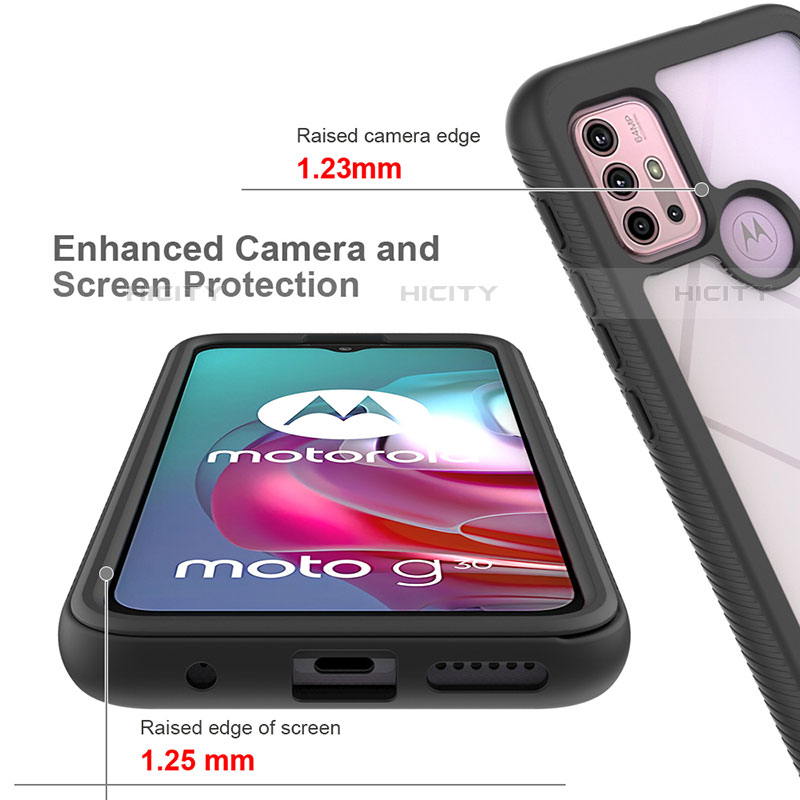 Coque Rebord Contour Silicone et Vitre Transparente Housse Etui 360 Degres pour Motorola Moto G10 Power Plus